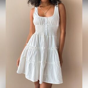 Lulus Your Sunny Day White Tiered Smocked Mini Dress